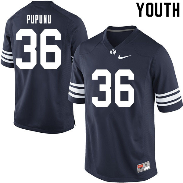 Youth #36 Kade Pupunu BYU Cougars College Football Jerseys Sale-Navy